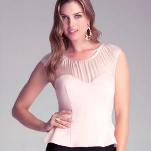 Bebe Sheer Yoke Peplum Top